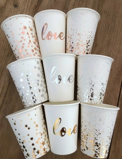 10 vasos estampados en Plata LOVE