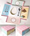 Caja box de medio Huevo estampada en colores Pasteles