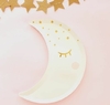 10 Platos en forma de Luna con detalles dorados