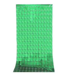 Cortina squar Metalizada Verde cuadraditos