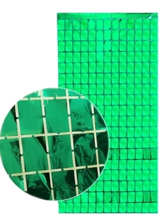 Cortina squar Metalizada Verde cuadraditos - comprar online