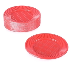 10 platos Rojo descartables biodegradable