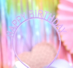 Vinchas Happy Birthday Translucidas con brillos en internet