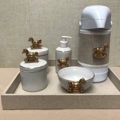 Kit higiene - Potes com filetes de ouro ou prata - Ateliê Luciana Coutinho