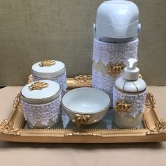 Kit higiene com filetes de ouro com renda - comprar online