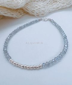 “PULSERA CRISTAL ACAPULCO”- 12 bolitas PLATA 925- (19 cm) - P.003