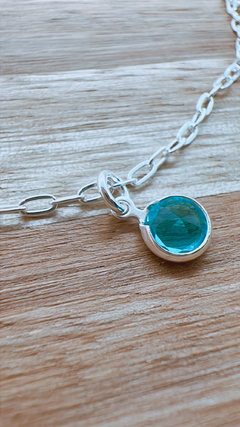 Imagen de PULSERA “MALDIVAS” puntos de luz aqua crystal- 19 cm de largo -plata 925- P.015/2