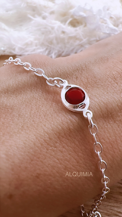 PULSERA “JENNA” - cubic rojo- 19 cm de largo-plata 925- P.013/2-AM en internet