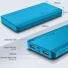 1 Hora Power Bank 10000 mah Ultra Slim de Bateria Portatil con 4 Cable