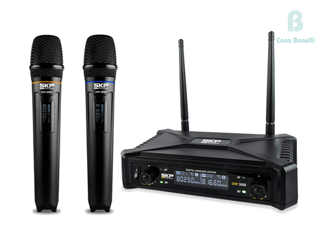 UHF-300D DIGITAL WIRELESS SYSTEM Skp Micrófono Doble Inalámbrico