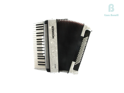 BRAVO III Hohner Acordeón a Piano de 72 Bajos en Color Blanco