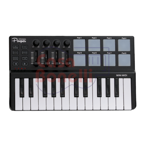 Contralador MINI MIDI de 25 teclas 8 PADS Parquer