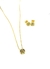 Conjunto colar e brinco redondo zirconias coloridas Tereza banhado a ouro 18k
