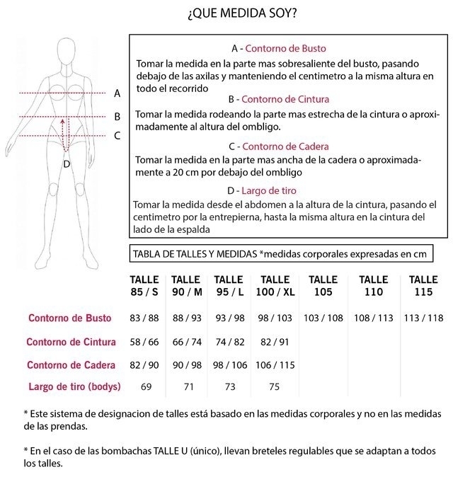 Tabla de talles de corpiños deportivos sale