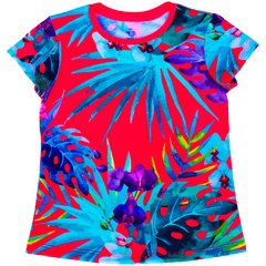 T-Shirt Menina Floral Fundo Vermelho - Isabb - loja online