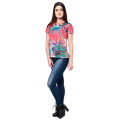 T-Shirt Feminina Floral Fundo Vermelho - Otto - comprar online
