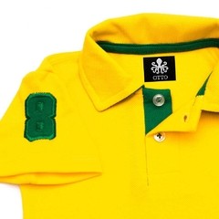 Polo Infantil Bordada Manga Curta Piquet Amarela Com Detalhes Em Verde-Bandeira | Otto - comprar online