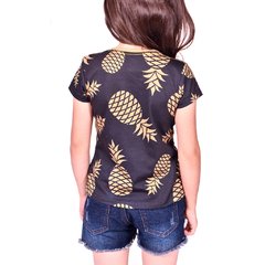 T-Shirt Menina Abacaxi Dourado - Isabb na internet