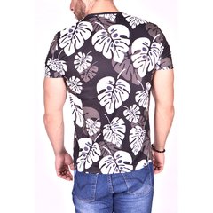 Camiseta Masculina Floral Fundo Preto - Otto na internet
