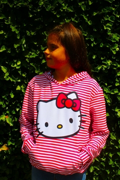 Blusa Moletinho Bolso Canguru com Capuz Hello Kitty
