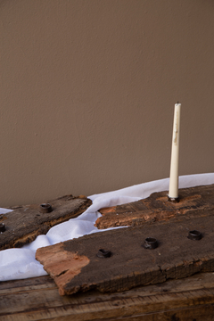 Madera rústica candelabro con velas - belle table