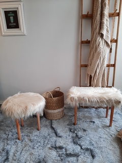 Banquitos Peluches Nordicos Redondos Patas de Madera 40 cm - tienda online