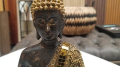 Buda Decorativo Adorno Cerámica Living Meditando Dorado - Jaspe Deco