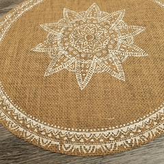 Individual Mesa Redondo Yute Mantel Mandala Fino 38 Cm Deco - Jaspe Deco