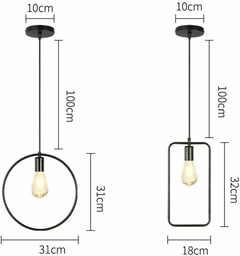 Lampara Colgante Living Dormitorio Metal Circular Negra 31 cm - tienda online