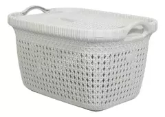 Cesto Para Ropa Sucia Plástico Baño Rectangular con Tapa 47 cm