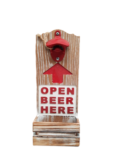 Destapador Botellas Cerveza Madera Inscripcion Open Beer Here - comprar online