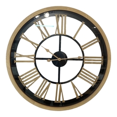 Reloj Metal Numeros Romanos De Madera 80cm Con Vidrio