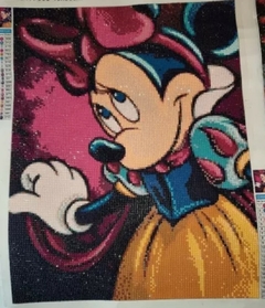 (2150) Pintura com Diamantes - Diy 5D Strass - Mickey e Minnie - 30x40 cm