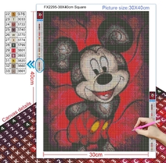 (2654) PINTURA COM DIAMANTES - MICKEY 1 - 30X40 CM - Mundo dos QCS