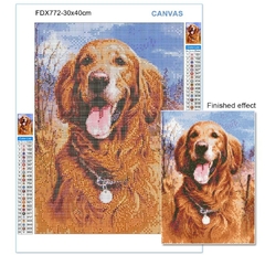 (2965) Pintura com Diamantes - Diy 5D Strass - Cavalier Spaniel - 30x40 cm