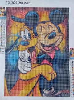 (2887) Pintura com Diamantes - Diy 5D Strass - Mickey e Minnie no Natal - 30x40 cm - comprar online