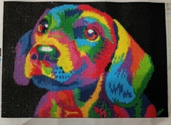 (2845) Pintura com Diamantes - Diy 5D Strass - Cãozinho Colorido - 40x30 cm na internet