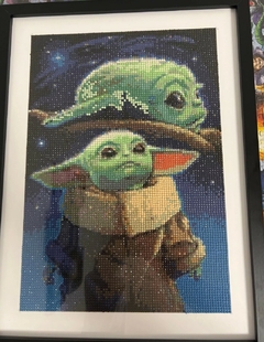 (2811) Pintura com Diamantes - Diy 5D Strass - Yoda - 30x40 cm