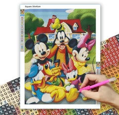 Imagem do (2963) Pintura com Diamantes - Diy 5D Strass - Mickey e Minnie no Natal 2 - 40x30 cm