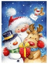 (2958) Pintura com Diamantes - Diy 5D Strass - Papai Noel, Rena e Boneco de Neve - 30x40 cm