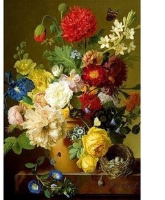 (530) Flower Still Life on Marble Ledge; Jan Frans Van Dael - 1500 peças - comprar online