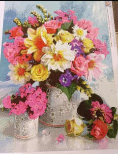 (1327) Pintura com Diamante - Flower Bouquet - 20x30 cm - Total - comprar online