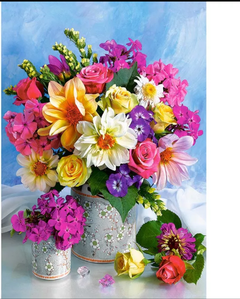 (1327) Pintura com Diamante - Flower Bouquet - 20x30 cm - Total