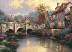 (1108) Cobblestone Brooke; Thomas Kinkade - 1000 peças