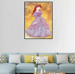 (2744) Pintura Com Diamantes - Diy 5D Strass - Princesa Ariel - 30x40 cm - Pedras Especiais na internet