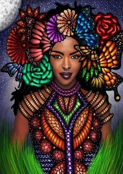 (2602) Pintura Com Diamantes - Africana 3 - 30x40 Cm