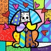 (2521) PINTURA EM TELA NUMERADA - CACHORRO; ROMERO BRITTO