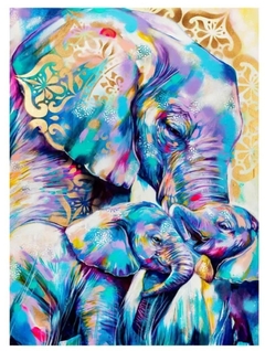 (3004) Pintura com Diamantes- Diy 5D Strass - Elefantes Abstratos - 30x40 cm