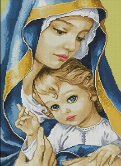 (2925) Pintura com Diamantes - Diy 5D Strass - Nossa Senhora e Jesus 2 - 30x40 cm - comprar online