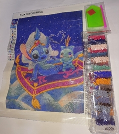 (3052) Pintura com Diamantes - Diy 5D Strass - Stitch Aladdin - 30x40 cm - comprar online